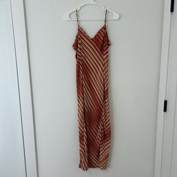 Diane Von Furstenberg Whiston Lipstick Slip-on Silk Dress 2 Striped Red Maxi - Picture 1 of 11